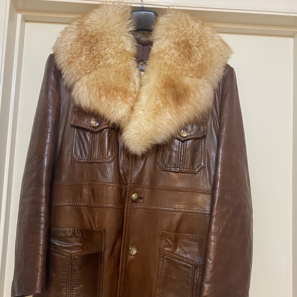 J. Riggings Other - Brown genuine leather, vintage jacket with faux fur collar. Size Men’s 40